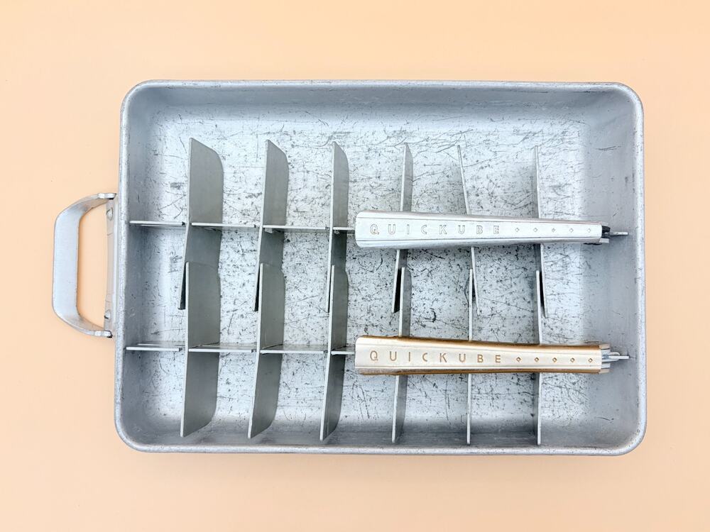 Vintage Ice Cube Tray Frigidaire Quickube Aluminum 28 Cube Double Lever 1950s